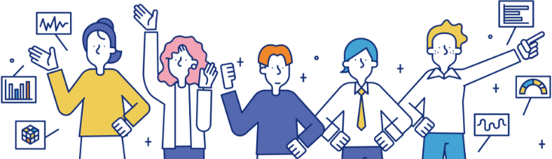 男女が横に並んでいるイラスト